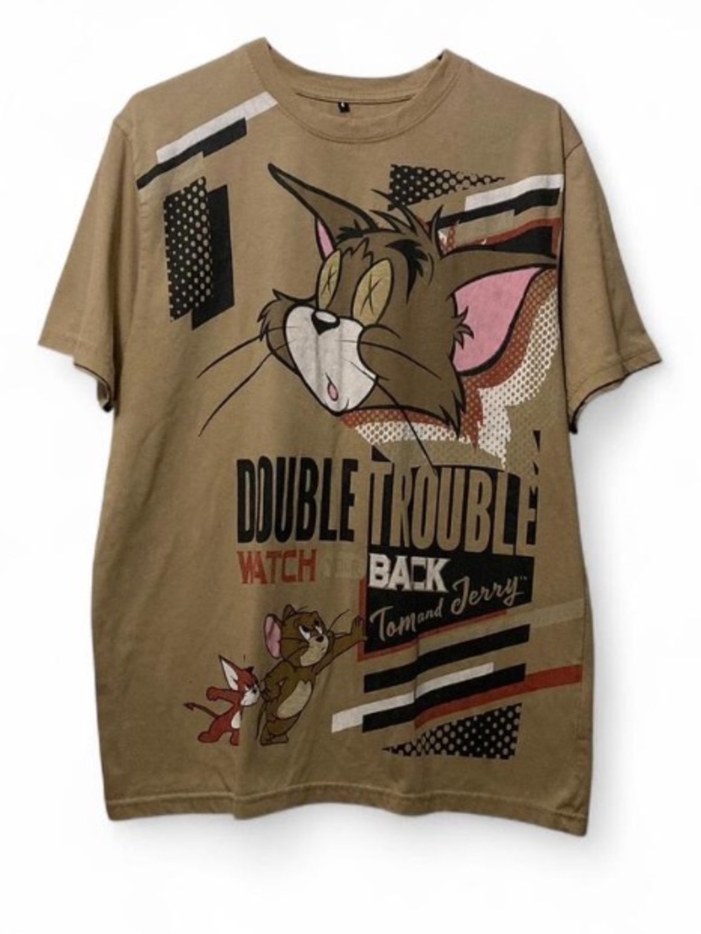 Tom and Jerry Double Trouble Graphic Tee - Khaki